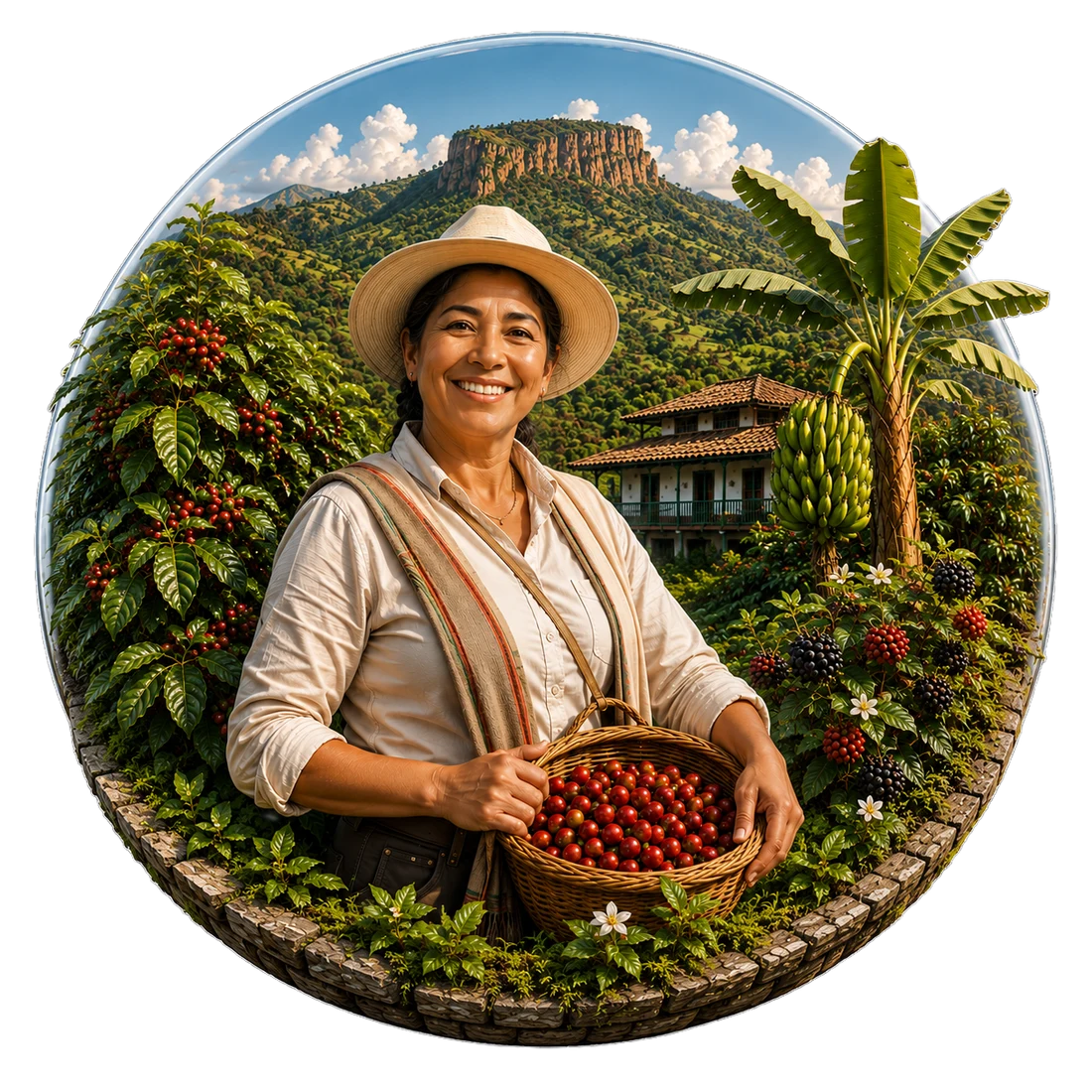 Agricultora santandereana con su cosecha de cacao