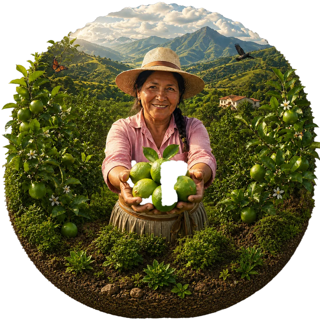 Agricultora santandereana con su cosecha